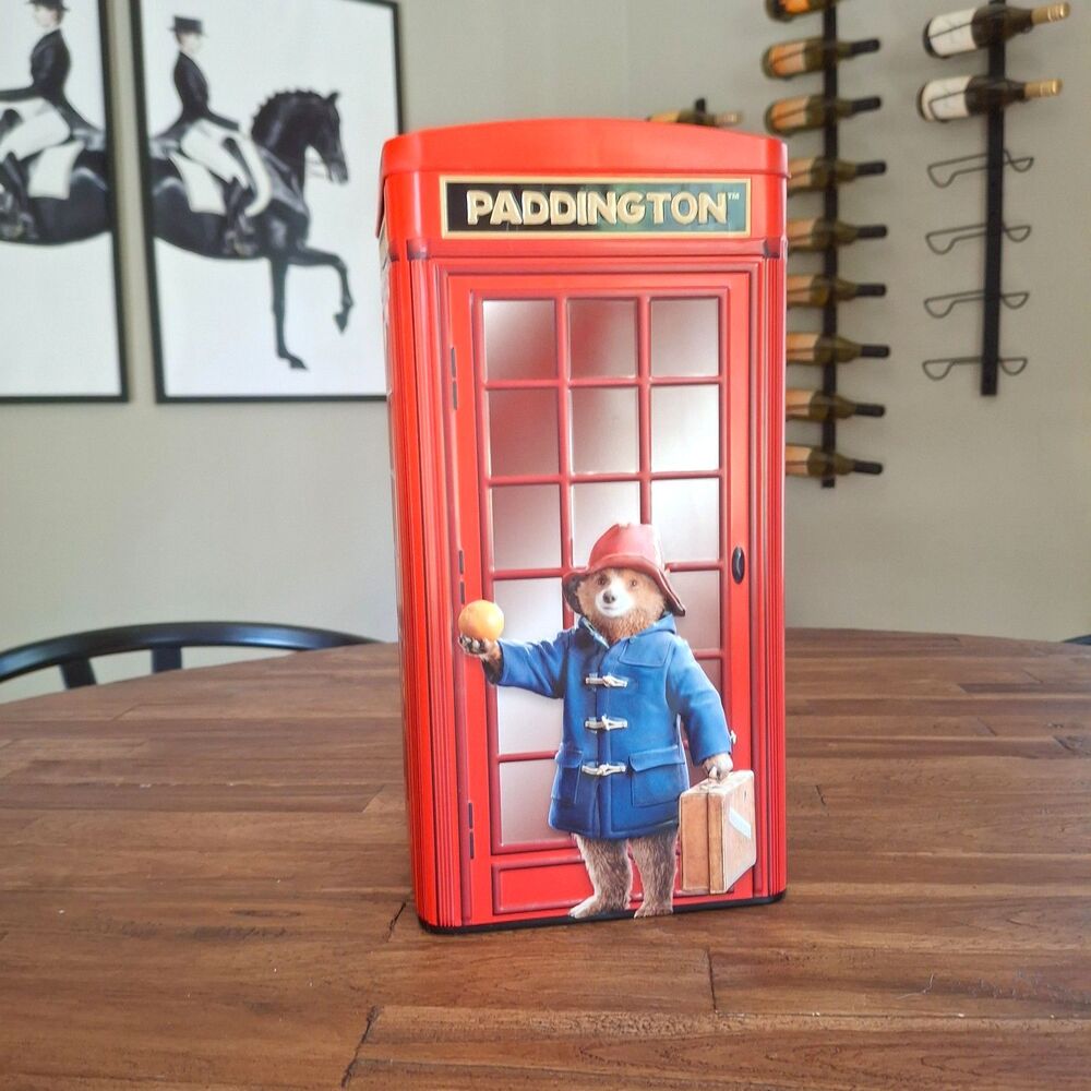 Paddington Bear 11" Red London Phone Booth Tin Collectible Storage